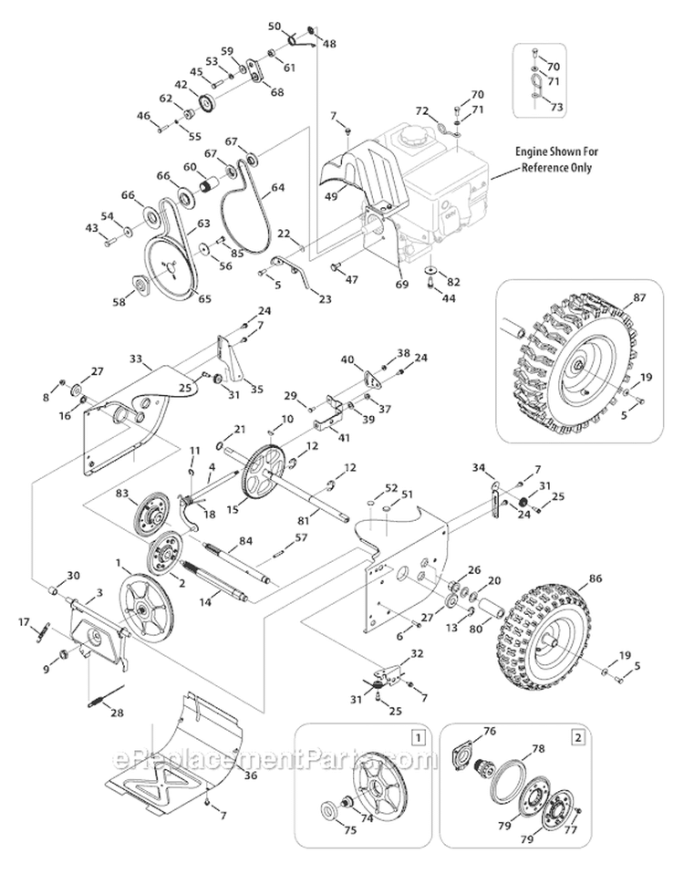 Drive System Diagram and Parts List for 31AH64FG700 2012 Yard Machines Snow Blower